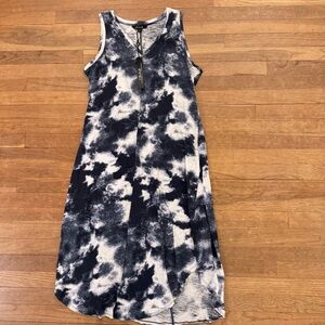 NWT Charlie B Women's Navy 100%  Cotton Tie Dye Midi Dress - Size L
 b89